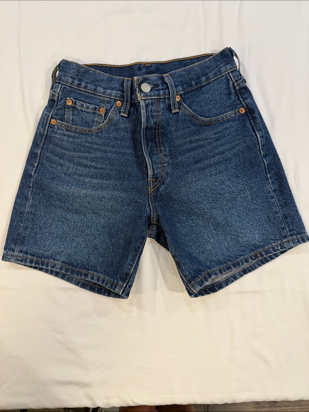 Levi's Dark Blue Denim Shorts with Back Pocket Stitching
